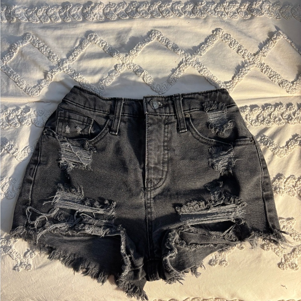 black jean shorts